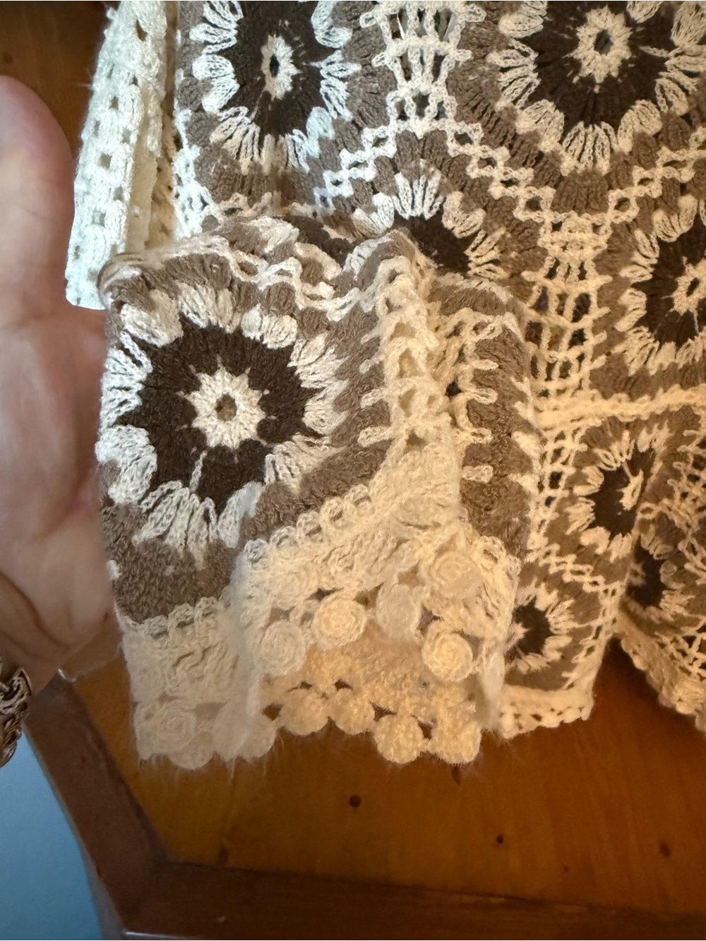 Rebellion Again crocheted sweater is a boho-style, open-knit cropped pullover L - Picture 8 of 10